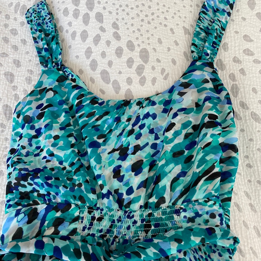 Blue Teal Printed Sleeveless Women’s Dress - Picture 6 of 7
